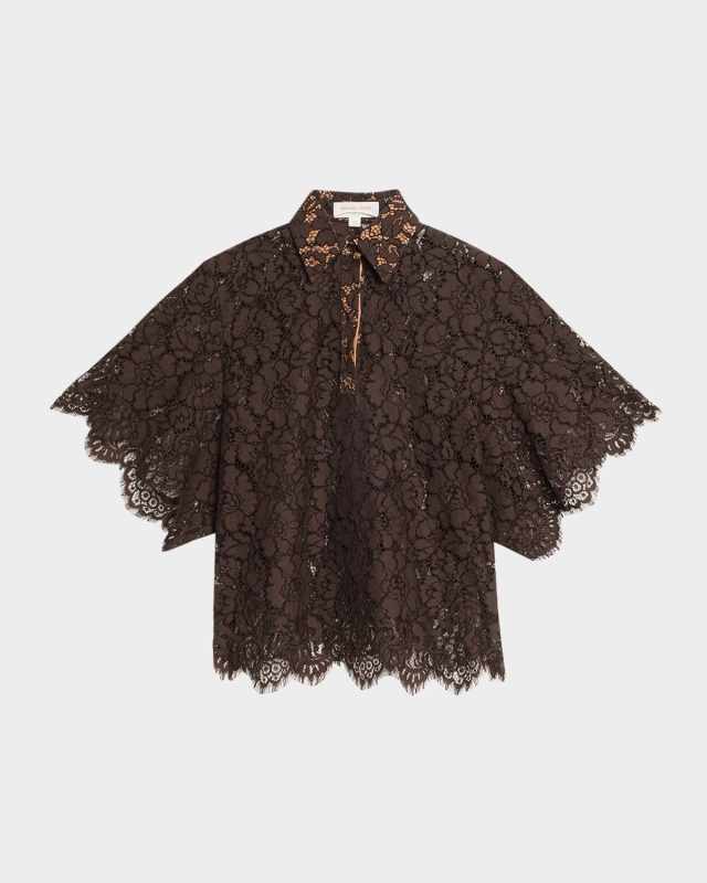 Large Floral Lace Collared Shirt